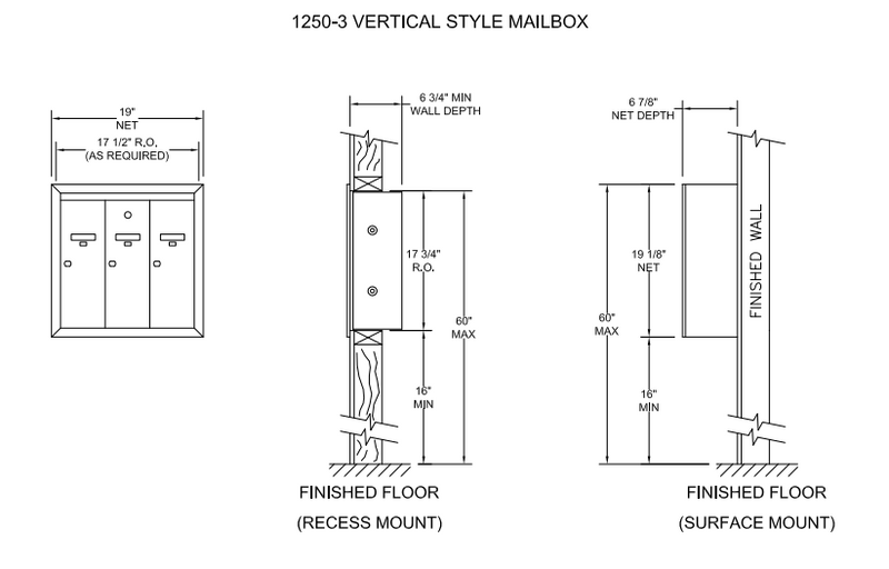 Load image into Gallery viewer, 12503 - Standard 3 Door Vertical Mailbox Unit - Front Loading