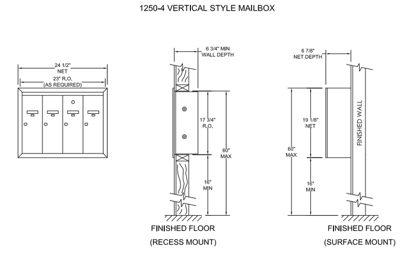 Load image into Gallery viewer, 12504SMSHA - Standard 4 Door Vertical Mailbox Unit - Front Loading and Surface Mounted