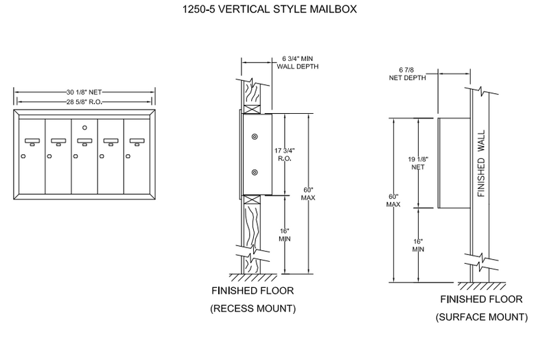 Load image into Gallery viewer, 12505SMSHA - Standard 5 Door Vertical Mailbox Unit - Front Loading and Surface Mounted