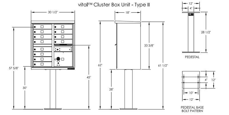 Load image into Gallery viewer, 1570-12AF - 12 Tenant Door Standard Style CBU Mailbox (Pedestal Included) - Type 2