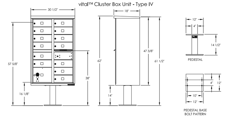 Load image into Gallery viewer, 1570-13AF - 13 Tenant Door Standard Style CBU Mailbox (Pedestal Included) - Type 4