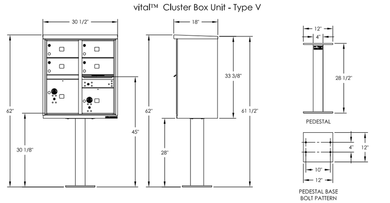 Load image into Gallery viewer, 1570-4T5AF - 4 Tenant Door Standard Style CBU Mailbox (Pedestal Included) - Type 5