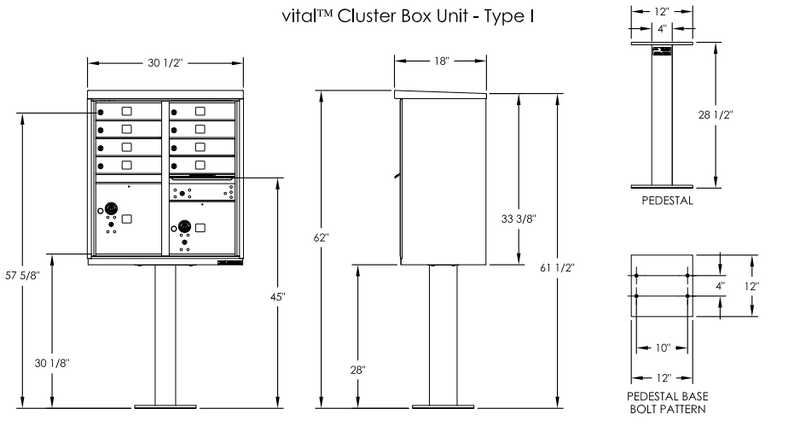 Load image into Gallery viewer, 1570-8AF - 8 Tenant Door Standard Style CBU Mailbox (Pedestal Included) - Type 1