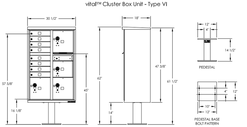 Load image into Gallery viewer, 1570-8T6AF - 8 Tenant Door Standard Style CBU Mailbox (Pedestal Included) - Type 6