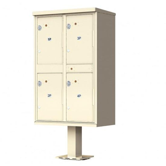 1590-T2AF - 4-Door Pedestal Style High Security Outdoor Parcel Locker (Pedestal Included)