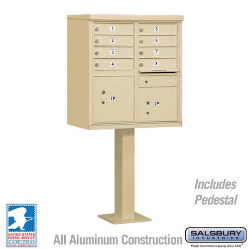 Salsbury Cluster Box Unit with 8 Doors and 2 Parcel Lockers in Black with USPS Access – Type I (SHIPS IN 5-7 DAYS)