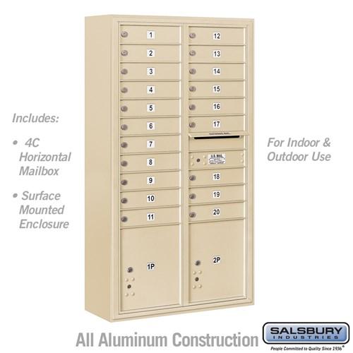 Load image into Gallery viewer, Salsbury Maximum Height 4C Horizontal Mailbox with 20 Doors and 2 Parcel Lockers with USPS Access - Front Loading (SHIPS IN 1_2 WEEKS)