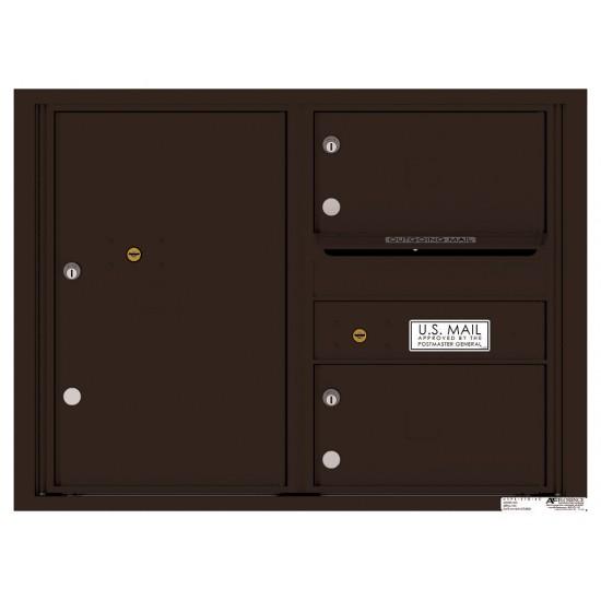 Load image into Gallery viewer, 4C06D-02 - 2 Oversized Tenant Doors with 1 Parcel Locker and Outgoing Mail Compartment - 4C Wall Mount 6-High Mailboxes