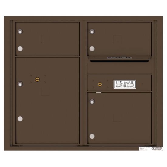 Load image into Gallery viewer, 4C07D-03 - 3 Oversized Tenant Doors with 1 Parcel Locker and Outgoing Mail Compartment - 4C Wall Mount 7-High Mailboxes