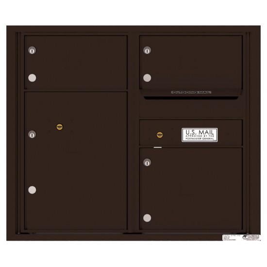 Load image into Gallery viewer, 4C07D-03 - 3 Oversized Tenant Doors with 1 Parcel Locker and Outgoing Mail Compartment - 4C Wall Mount 7-High Mailboxes