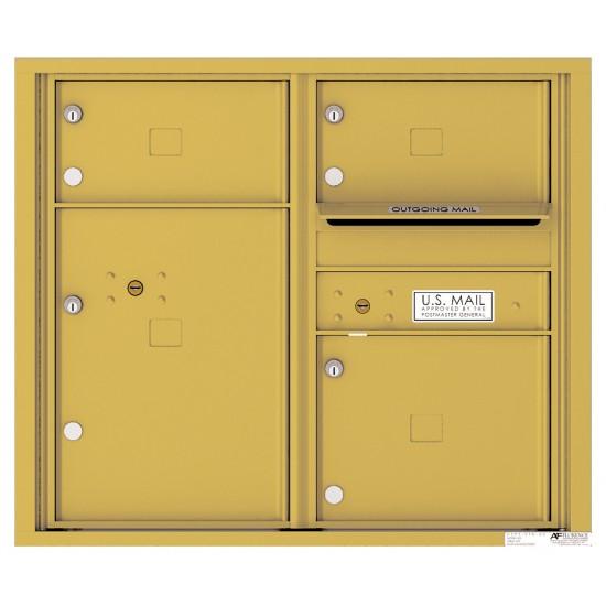 Load image into Gallery viewer, 4C07D-03 - 3 Oversized Tenant Doors with 1 Parcel Locker and Outgoing Mail Compartment - 4C Wall Mount 7-High Mailboxes