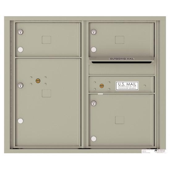 Load image into Gallery viewer, 4C07D-03 - 3 Oversized Tenant Doors with 1 Parcel Locker and Outgoing Mail Compartment - 4C Wall Mount 7-High Mailboxes