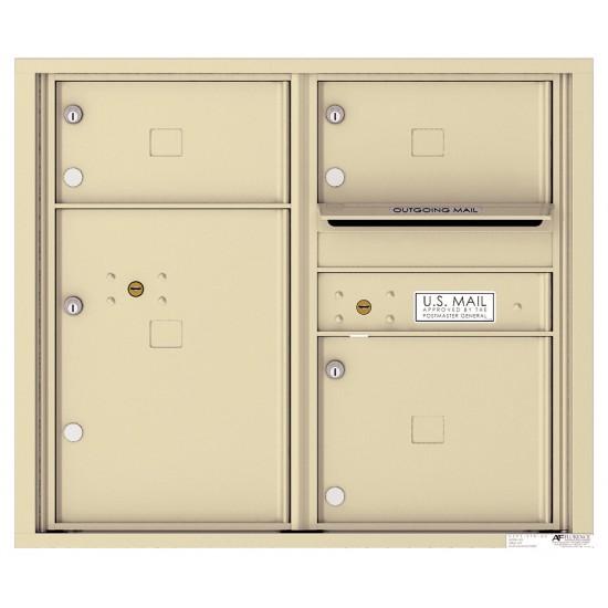 Load image into Gallery viewer, 4C07D-03 - 3 Oversized Tenant Doors with 1 Parcel Locker and Outgoing Mail Compartment - 4C Wall Mount 7-High Mailboxes