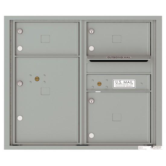 Load image into Gallery viewer, 4C07D-03 - 3 Oversized Tenant Doors with 1 Parcel Locker and Outgoing Mail Compartment - 4C Wall Mount 7-High Mailboxes