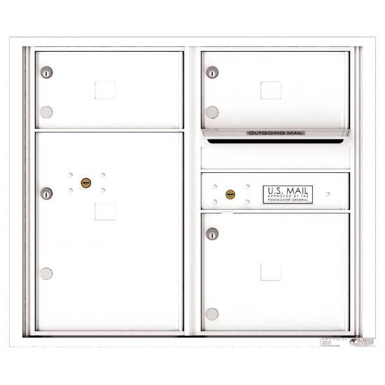 Load image into Gallery viewer, 4C07D-03 - 3 Oversized Tenant Doors with 1 Parcel Locker and Outgoing Mail Compartment - 4C Wall Mount 7-High Mailboxes