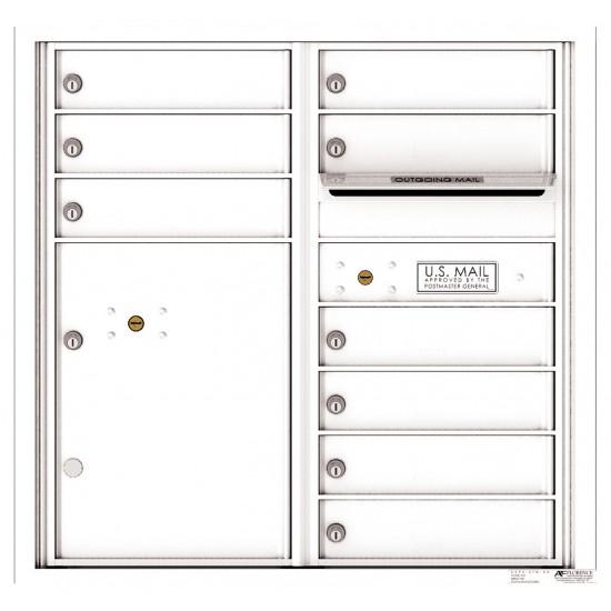 Load image into Gallery viewer, 4C08D-09 - 9 Tenant Doors with 1 Parcel Locker and Outgoing Mail Compartment - 4C Wall Mount 8-High Mailboxes