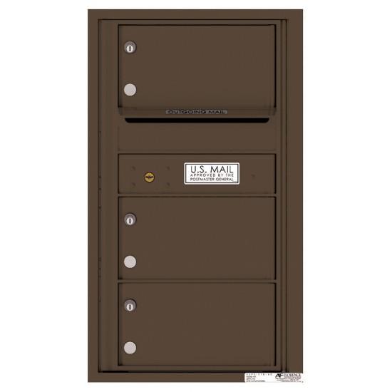 Load image into Gallery viewer, 4C08S-03 - 3 Oversized Tenant Doors with Outgoing Mail Compartment - 4C Wall Mount 8-High Mailboxes
