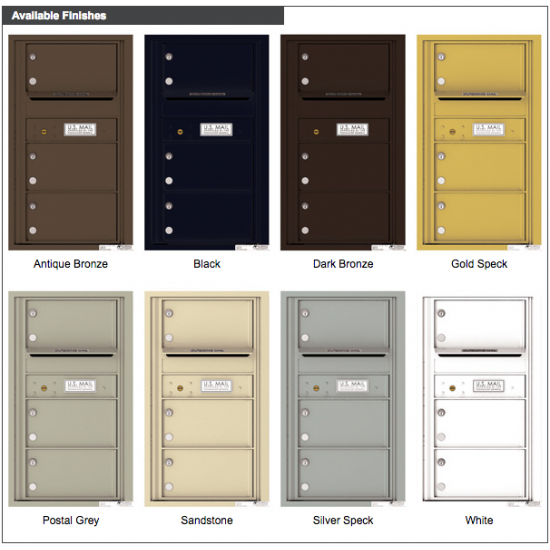 Load image into Gallery viewer, 4C08S-03 - 3 Oversized Tenant Doors with Outgoing Mail Compartment - 4C Wall Mount 8-High Mailboxes