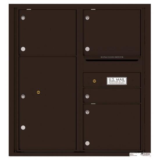 Load image into Gallery viewer, 4C09D-04 - 1 Standard and 3 Oversized Tenant Doors with 1 Parcel Locker and Outgoing Mail Compartment - 4C Wall Mount 9-High Mailboxes