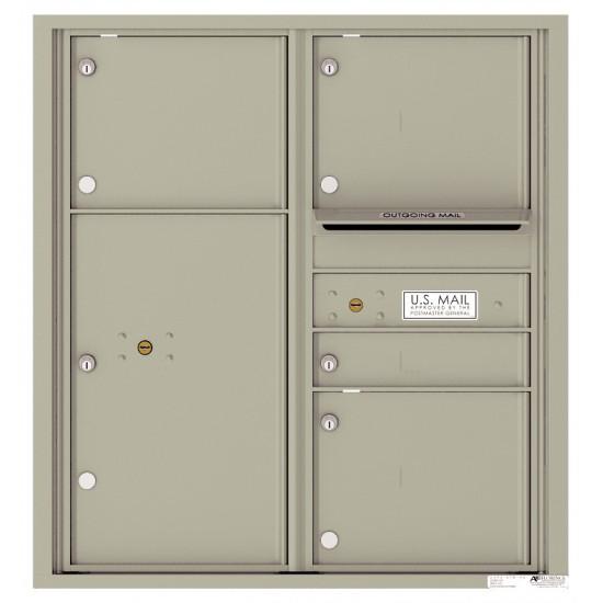 Load image into Gallery viewer, 4C09D-04 - 1 Standard and 3 Oversized Tenant Doors with 1 Parcel Locker and Outgoing Mail Compartment - 4C Wall Mount 9-High Mailboxes
