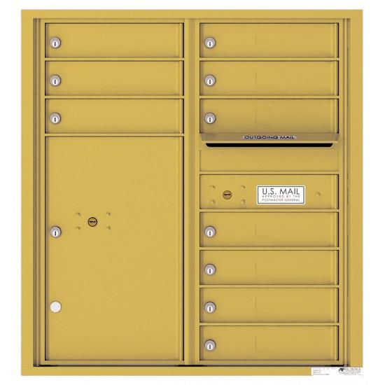 Load image into Gallery viewer, 4C09D-10 - 10 Tenant Doors with 1 Parcel Locker and Outgoing Mail Compartment - 4C Wall Mount 9-High Mailboxes