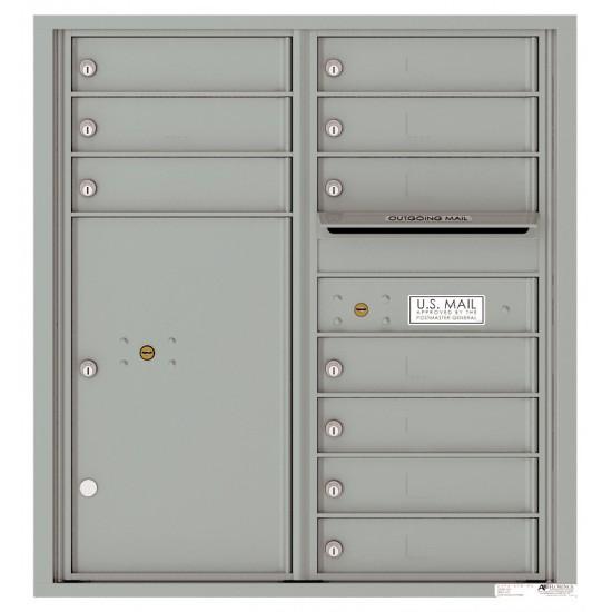 Load image into Gallery viewer, 4C09D-10 - 10 Tenant Doors with 1 Parcel Locker and Outgoing Mail Compartment - 4C Wall Mount 9-High Mailboxes
