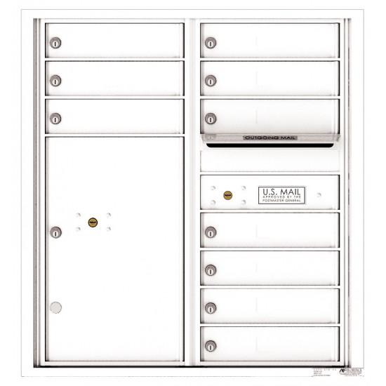 Load image into Gallery viewer, 4C09D-10 - 10 Tenant Doors with 1 Parcel Locker and Outgoing Mail Compartment - 4C Wall Mount 9-High Mailboxes