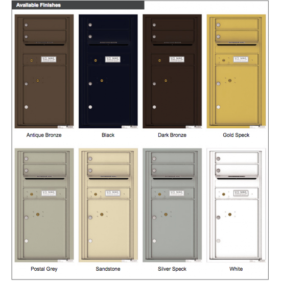 Load image into Gallery viewer, 4C09S-02 - 2 Tenant Doors with 1 Parcel Locker and Outgoing Mail Compartment - 4C Wall Mount 9-High Mailboxes