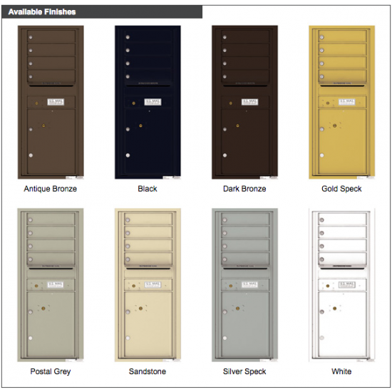 Load image into Gallery viewer, 4C11S-04 - 4 Tenant Doors with 1 Parcel Lockers and Outgoing Mail Compartment - 4C Wall Mount 11-High Mailboxes