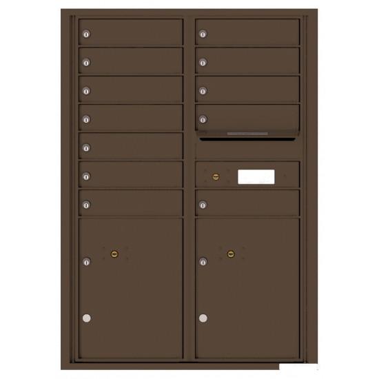 Load image into Gallery viewer, 4C12D-12 - 12 Tenant Doors with 2 Parcel Lockers and Outgoing Mail Compartment - 4C Wall Mount 12-High Mailboxes