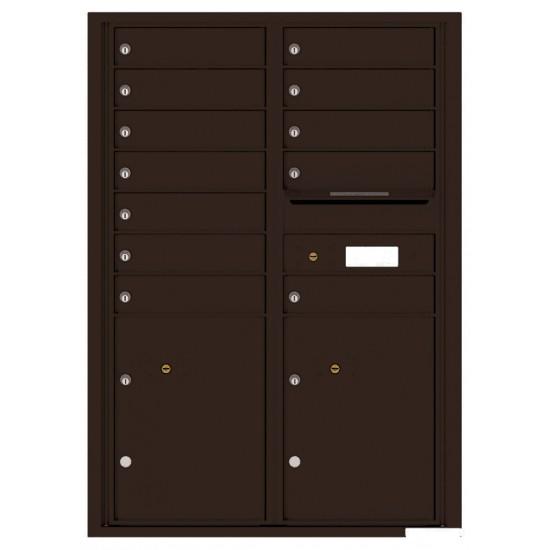 Load image into Gallery viewer, 4C12D-12 - 12 Tenant Doors with 2 Parcel Lockers and Outgoing Mail Compartment - 4C Wall Mount 12-High Mailboxes