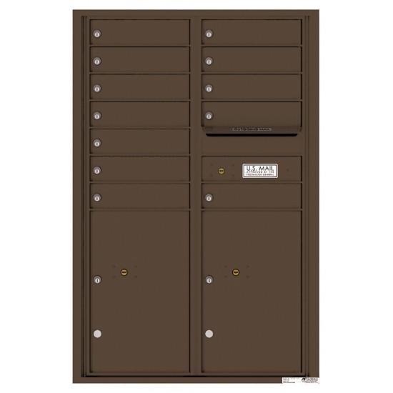 Load image into Gallery viewer, 4C13D-12 - 12 Tenant Doors with 2 Parcel Lockers and Outgoing Mail Compartment - 4C Wall Mount 13-High Mailboxes