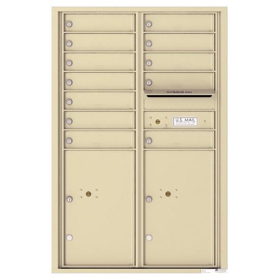 Load image into Gallery viewer, 4C13D-12 - 12 Tenant Doors with 2 Parcel Lockers and Outgoing Mail Compartment - 4C Wall Mount 13-High Mailboxes