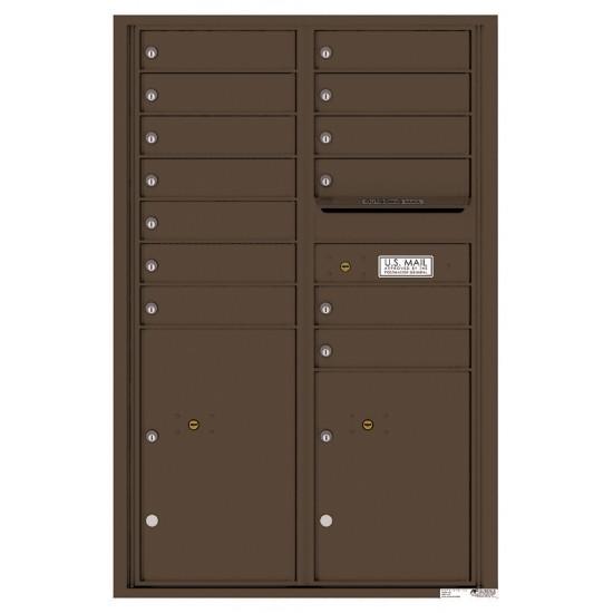 Load image into Gallery viewer, 4C13D-13 - 13 Tenant Doors with 2 Parcel Lockers and Outgoing Mail Compartment - 4C Wall Mount 13-High Mailboxes