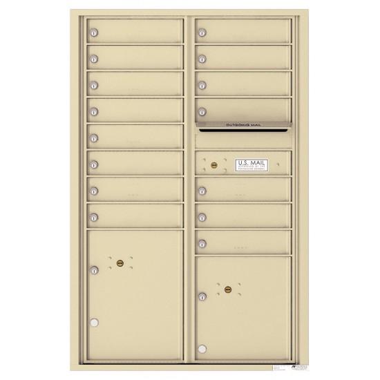 Load image into Gallery viewer, 4C13D-15 - 15 Tenant Doors with 2 Parcel Lockers and Outgoing Mail Compartment - 4C Wall Mount 13-High Mailboxes