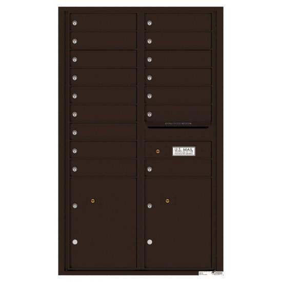 Load image into Gallery viewer, 4C14D-16 - 16 Tenant Doors with 2 Parcel Lockers and Outgoing Mail Compartment - 4C Wall Mount 14-High Mailboxes