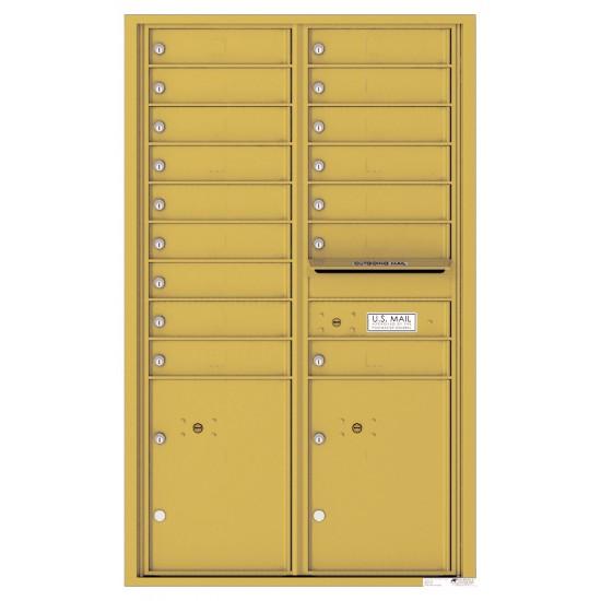 Load image into Gallery viewer, 4C14D-16 - 16 Tenant Doors with 2 Parcel Lockers and Outgoing Mail Compartment - 4C Wall Mount 14-High Mailboxes