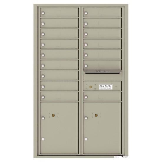 Load image into Gallery viewer, 4C14D-16 - 16 Tenant Doors with 2 Parcel Lockers and Outgoing Mail Compartment - 4C Wall Mount 14-High Mailboxes