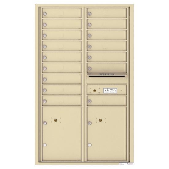 Load image into Gallery viewer, 4C14D-16 - 16 Tenant Doors with 2 Parcel Lockers and Outgoing Mail Compartment - 4C Wall Mount 14-High Mailboxes