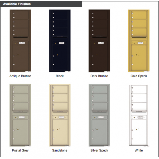 Load image into Gallery viewer, 4C14S-03 - 3 Oversized Tenant Doors with 1 Parcel Locker and Outgoing Mail Compartment - 4C Wall Mount 14-High Mailboxes