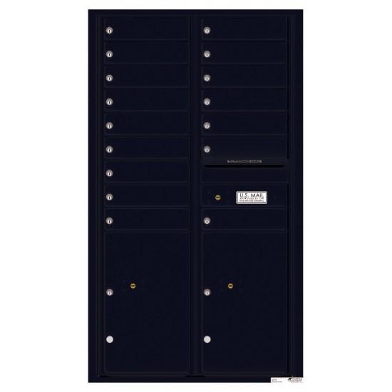 Load image into Gallery viewer, 4C15D-16 - 16 Tenant Doors with 2 Parcel Lockers and Outgoing Mail Compartment - 4C Wall Mount 15-High Mailboxes