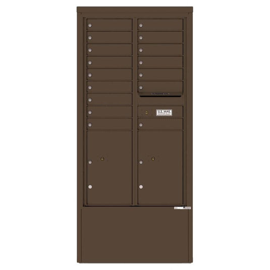 4C15D-16-D - 16 Tenant Doors with 2 Parcel Lockers and Outgoing Mail Compartment - 4C Depot Mailbox Module