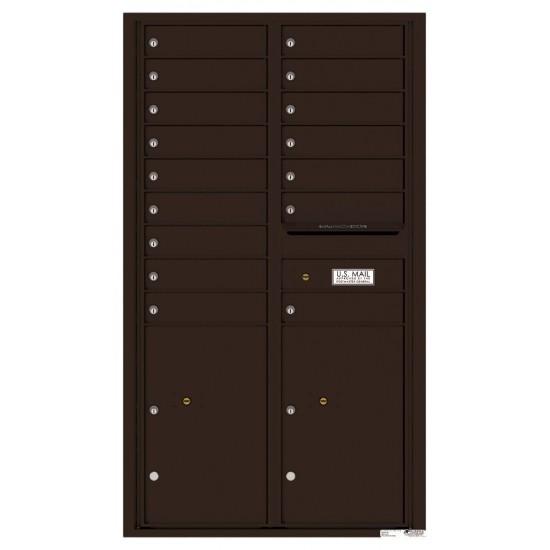 Load image into Gallery viewer, 4C15D-16 - 16 Tenant Doors with 2 Parcel Lockers and Outgoing Mail Compartment - 4C Wall Mount 15-High Mailboxes