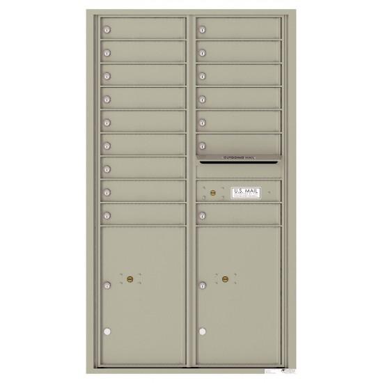 Load image into Gallery viewer, 4C15D-16 - 16 Tenant Doors with 2 Parcel Lockers and Outgoing Mail Compartment - 4C Wall Mount 15-High Mailboxes