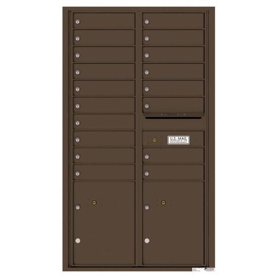 Load image into Gallery viewer, 4C15D-18 - 18 Tenant Doors with 2 Parcel Lockers and Outgoing Mail Compartment - 4C Wall Mount 15-High Mailboxes