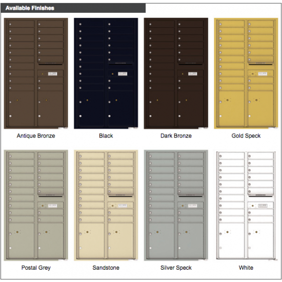 Load image into Gallery viewer, 4C15D-18 - 18 Tenant Doors with 2 Parcel Lockers and Outgoing Mail Compartment - 4C Wall Mount 15-High Mailboxes