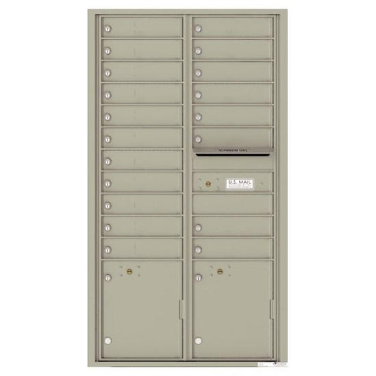 4C16D-19 - 19 Tenant Doors with 2 Parcel Lockers and Outgoing Mail Compartment - 4C Wall Mount Max Height Mailboxes