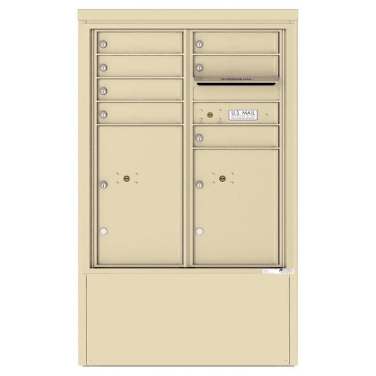 4CADD-07-D - 7 Tenant Doors with 2 Parcel Lockers and Outgoing Mail Compartment - 4C Depot Mailbox Module