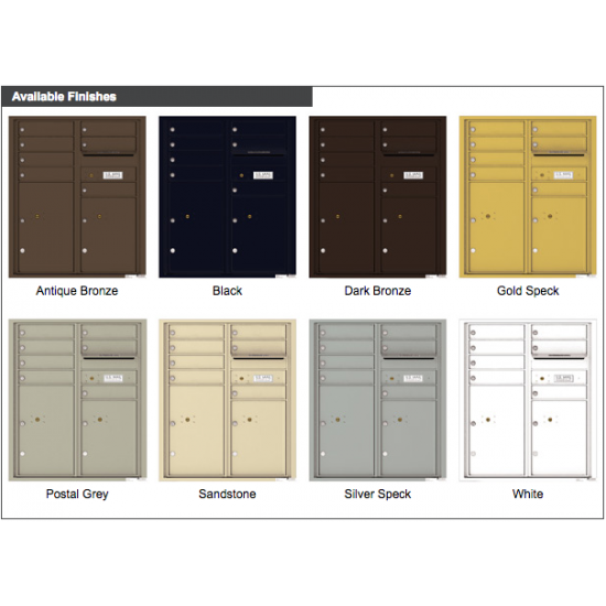 Load image into Gallery viewer, 4CADD-07 - 7 Tenant Doors with 2 Parcel Lockers and Outgoing Mail Compartment - 4C Wall Mount ADA Max Height Mailboxes