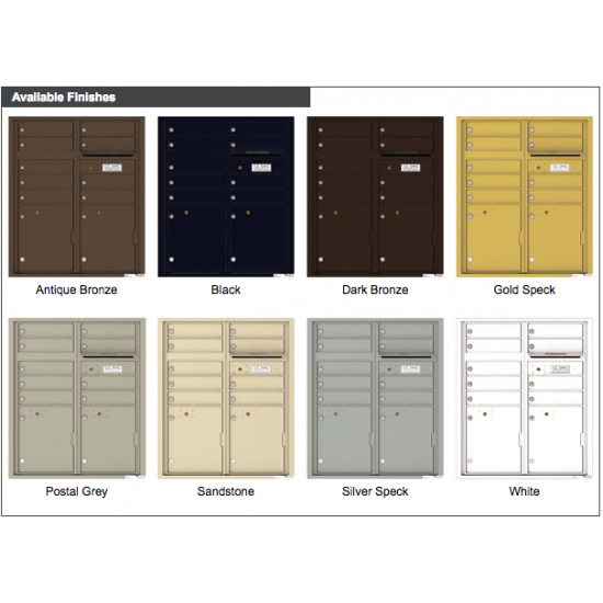 Load image into Gallery viewer, 4CADD-09 - 9 Tenant Doors with 2 Parcel Lockers and Outgoing Mail Compartment - 4C Wall Mount ADA Max Height Mailboxes
